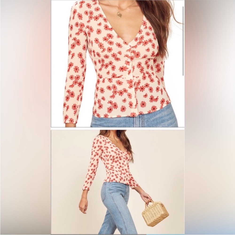 Reformation Jemma Daisy Days Floral Blouse Size 4